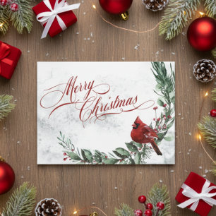 Winterkranz und Roter Kardinal Weihnachten