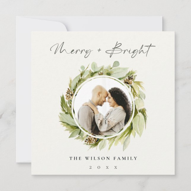Winterkraut Merry & Bright Weihnachten Foto (Vorderseite)