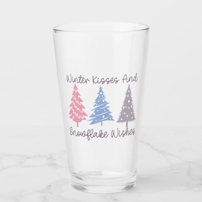 Winterküsse und Snowflake-Wünsche Glas (Vorderseite)
