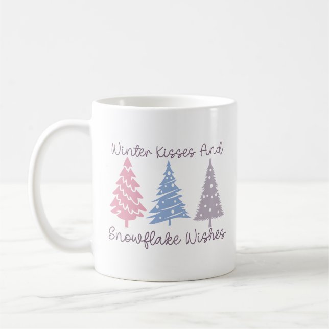 Winterküsse und Snowflake-Wünsche Kaffeetasse (Links)
