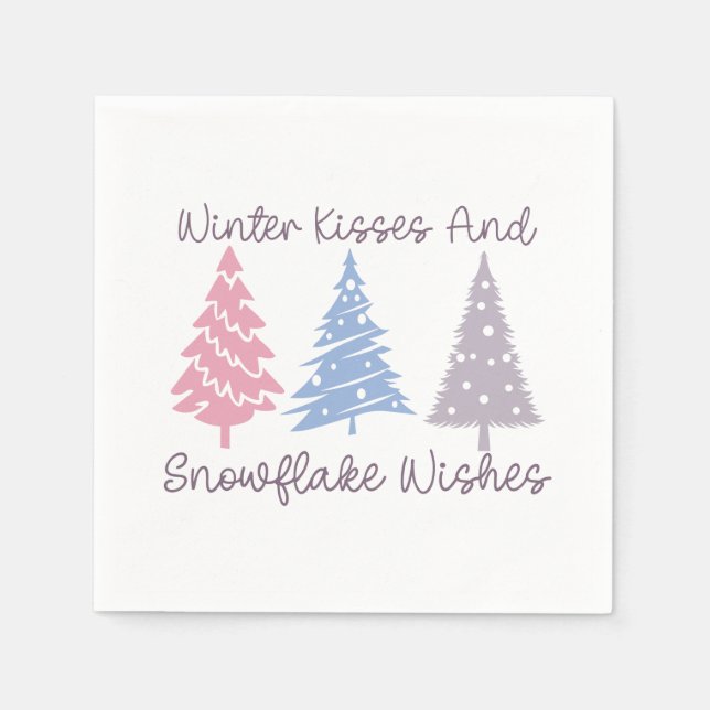 Winterküsse und Snowflake-Wünsche Serviette (Vorderseite)