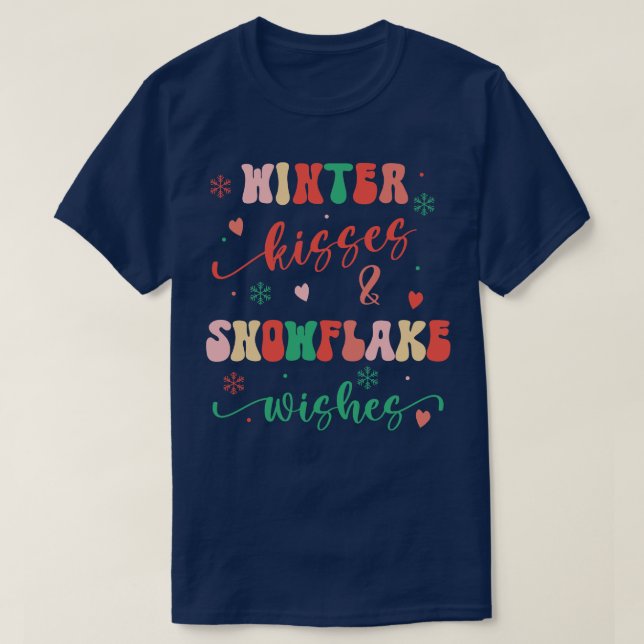Winterküsse und Snowflake-Wünsche T-Shirt (Design vorne)