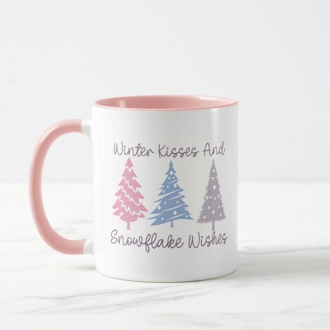 Winterküsse und Snowflake-Wünsche Tasse (Links)