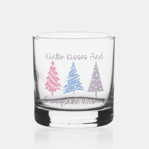Winterküsse und Snowflake-Wünsche Whiskyglas