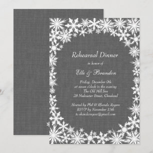 Winterlace on Gray Linen Probe Dinner einladen Einladung