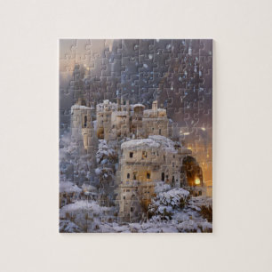 Winterland, Schneeschloss, Retro Burg Malerei