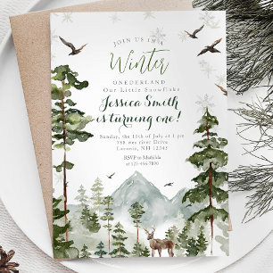 Winterlandgeburtstag-Party Woodland Foods Einladung