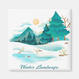 Winterlandschaft 2 Zoll Square Magnet