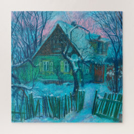 Winterlandschaft Altes Hütte Haus Pastelmalerei