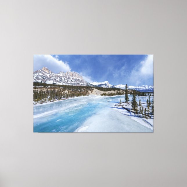Winterlandschaft am Ufer des Saskatchewan Leinwanddruck (Vorderseite)