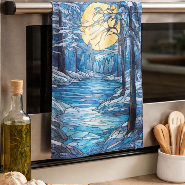 Winterlandschaft aus Buntglas Geschirrtuch (Von Creator hochgeladen)