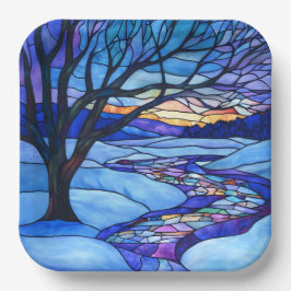 Winterlandschaft aus verkettetem Glas Pappteller