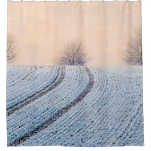 Winterlandschaft Bäume mit Hoarfrost, Tub Duschvorhang