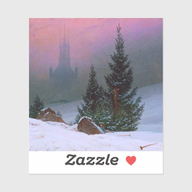 Winterlandschaft Caspar David Friedrich Aufkleber (Blatt)