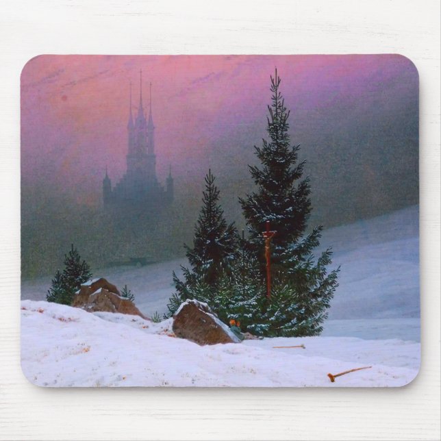 Winterlandschaft Caspar David Friedrich Mousepad (Vorne)