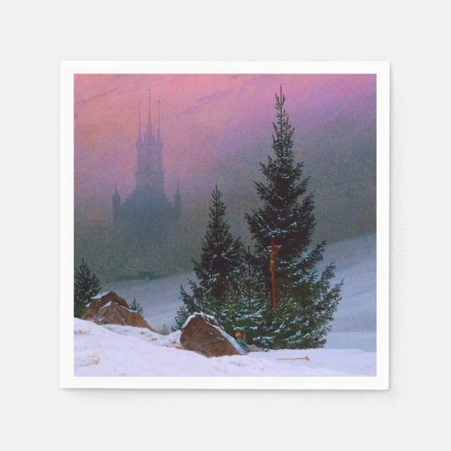 Winterlandschaft Caspar David Friedrich Serviette (Vorderseite)