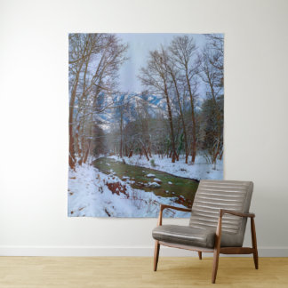 Winterlandschaft des Schneebeerwaldes Wandteppich