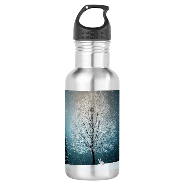 Winterlandschaft Edelstahlflasche (Vorderseite)