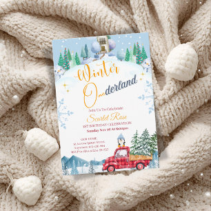 Winterlandschaft Einladung zum 1. Geburtstag
