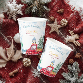 Winterlandschaft Einladung zum 1. Geburtstag Pappbecher