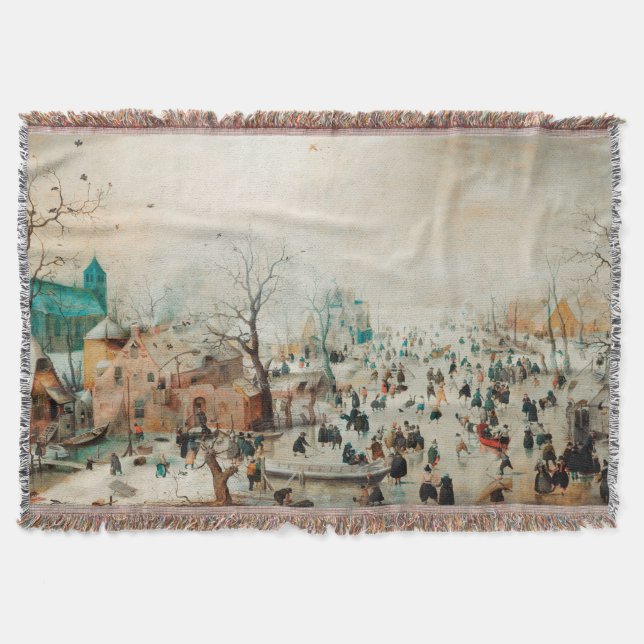 Winterlandschaft Eiszeit Skater1608 Hendrick Averc Decke (Vorderseite)