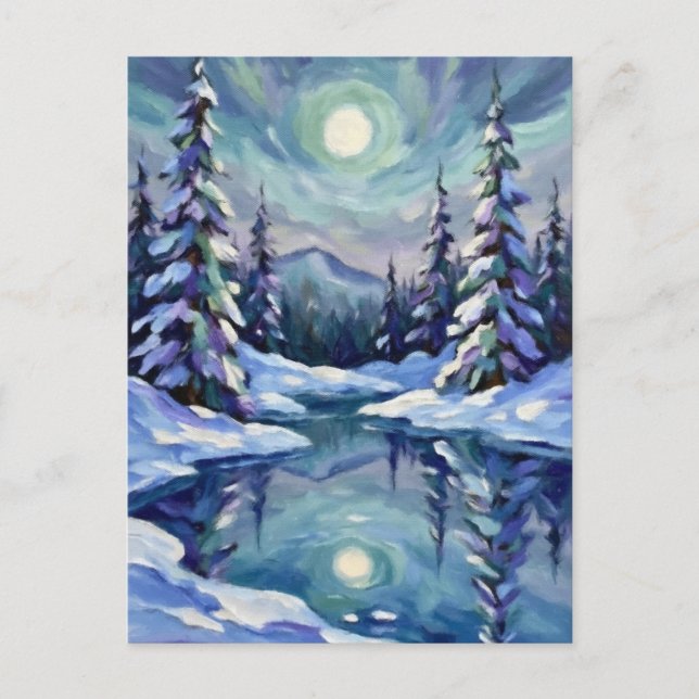 Winterlandschaft für Weihnachten Postkarte (Vorderseite)
