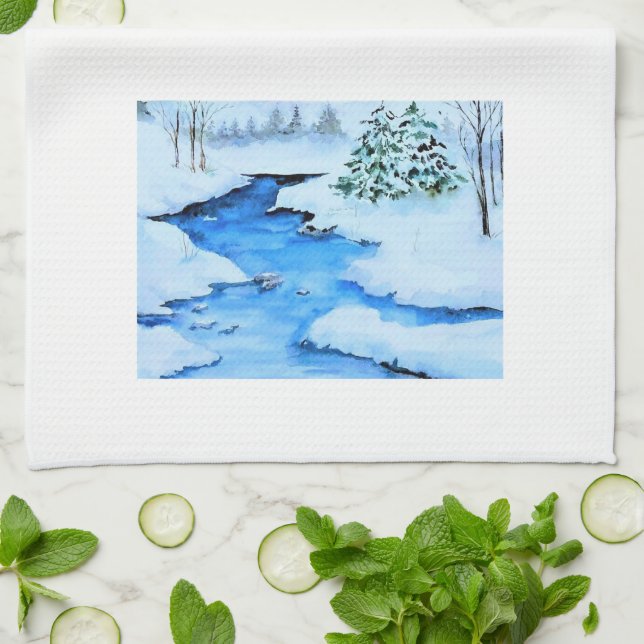 Winterlandschaft Geschirrtuch (Gefaltet)