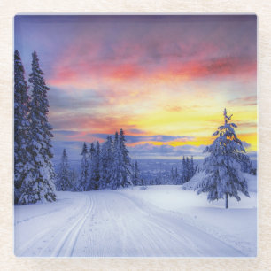 Winterlandschaft Glasuntersetzer