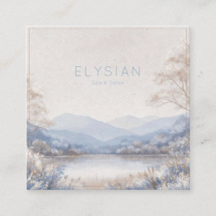 Winterlandschaft Goldrahmen Frostige Blaue Blumenm Quadratische Visitenkarte
