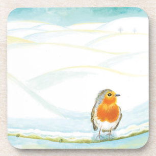 Winterlandschaft Illustration mit Robin Getränkeuntersetzer