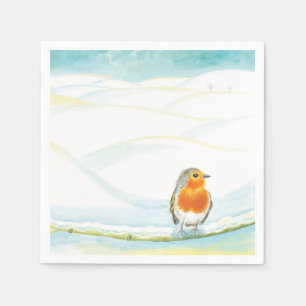 Winterlandschaft Illustration mit Robin Serviette