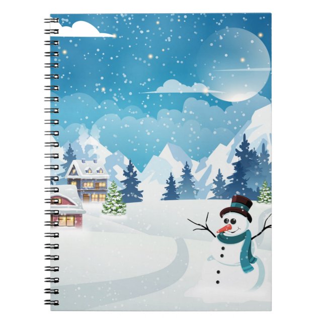 Winterlandschaft im Abend mit Schnee bedeckt Notizblock (Vorderseite)