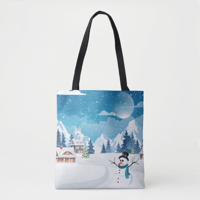 Winterlandschaft im Abend mit Schnee bedeckt Tasche (Vorderseite)