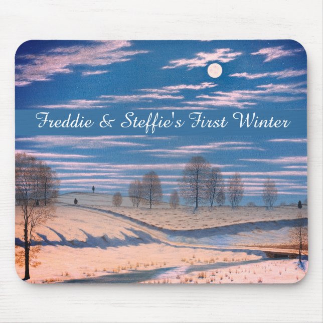 Winterlandschaft im Mondschein von Farrer: Mousepad (Vorne)