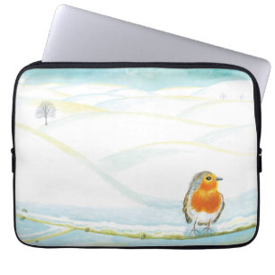 Winterlandschaft im Weißen Winter mit Robin Laptopschutzhülle
