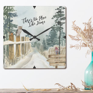 Winterlandschaft Keine Adresse wie Zuhause Quadratische Wanduhr
