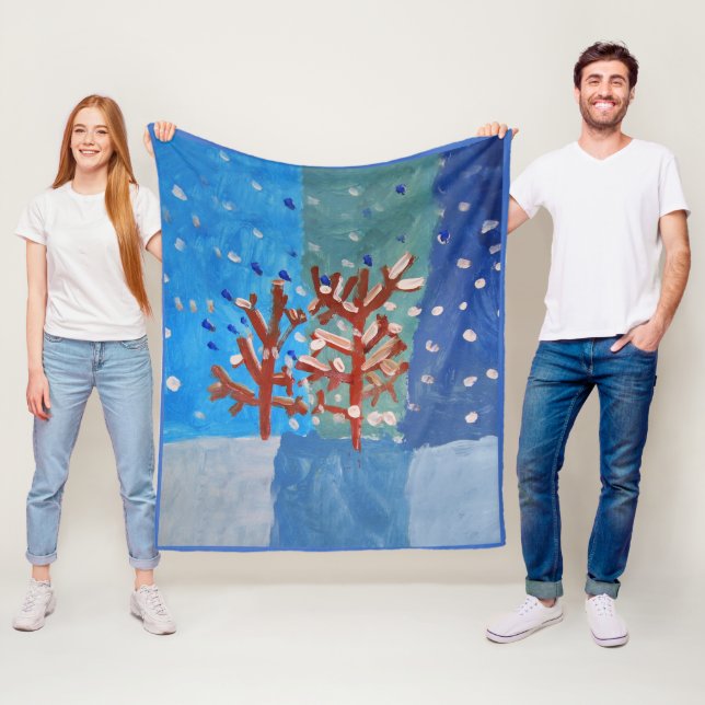 Winterlandschaft "Kunst von Kindern" Fleecedecke (Beispiel)
