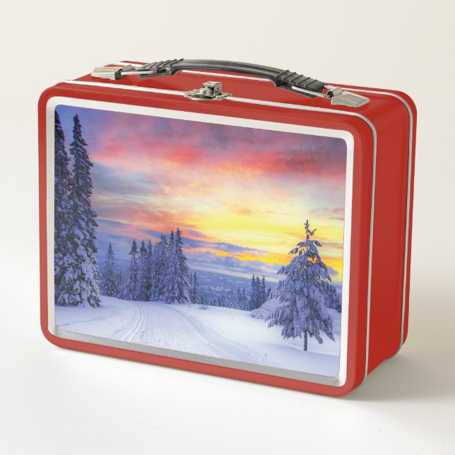 Winterlandschaft Metall Brotdose (Vorderseite)