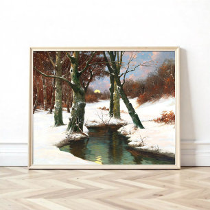 Winterlandschaft mit aufsteigendem Mond  Fotodruck