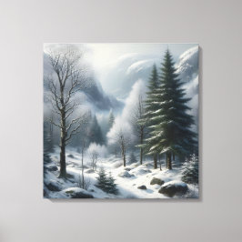 Winterlandschaft mit Bäumen und Schnee Leinwanddruck