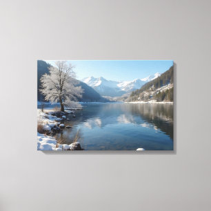 Winterlandschaft mit Bergsee  Leinwanddruck