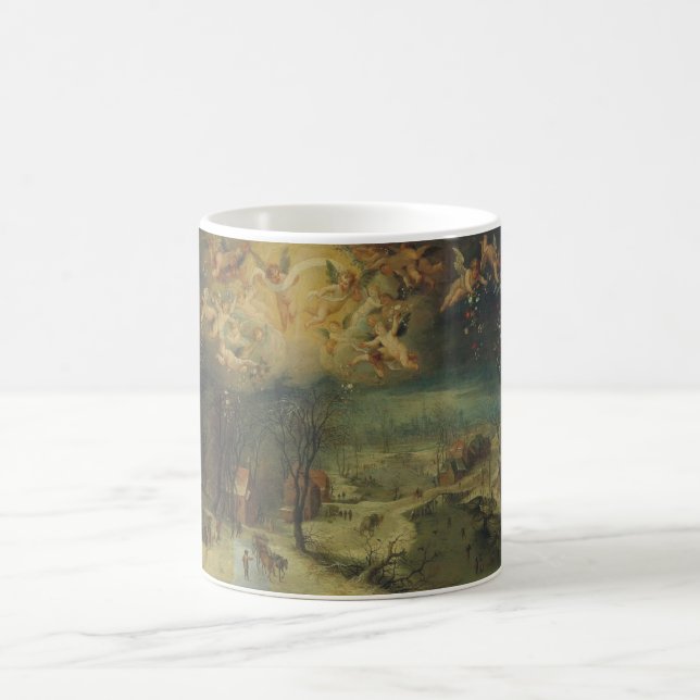 Winterlandschaft mit Dörfern Ansammlung Holz Kaffeetasse (Mittel)