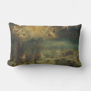 Winterlandschaft mit Dörfern Ansammlung Holz Lendenkissen