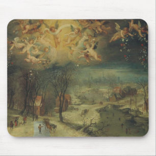 Winterlandschaft mit Dörfern Ansammlung Holz Mousepad