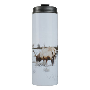WINTERLANDSCHAFT MIT EINEM HIRSCH THERMOSBECHER