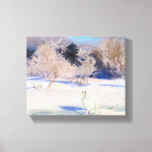 Winterlandschaft mit einem Weißen Haus von B. Lilj Leinwanddruck