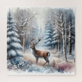 Winterlandschaft mit Hirsch