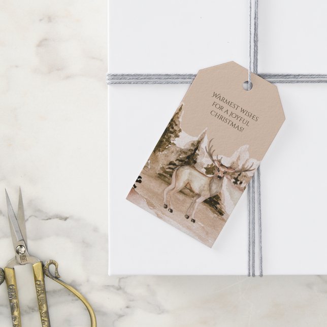 Winterlandschaft mit Hirsch Geschenkanhänger (Von Creator hochgeladen)