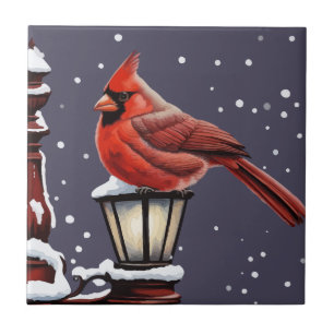 Winterlandschaft mit Kardinal Bird Urlaub Weihnach Fliese