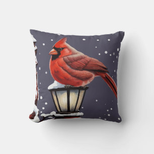 Winterlandschaft mit Kardinal Bird Urlaub Weihnach Kissen